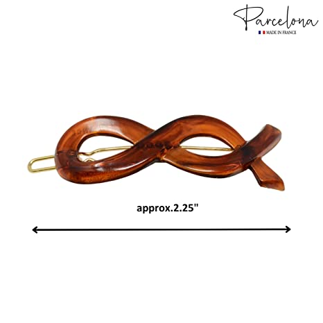 Parcelona French Infinity Ribbon Small Cellulose Hair Barrettes for Women(2 Pcs)
