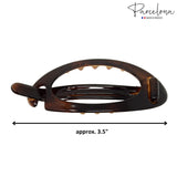 Parcelona French Plain Oval Small Celluloid Metal Free Hair Barrette for Women