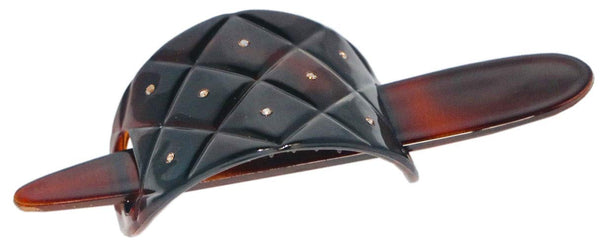 Parcelona French Royal Arch Crystals Shell Hair Slide Pin Thru Ponytail Holder B