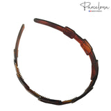 Parcelona French Spacer Shell Brown Celluloid Flexible Hair Headband