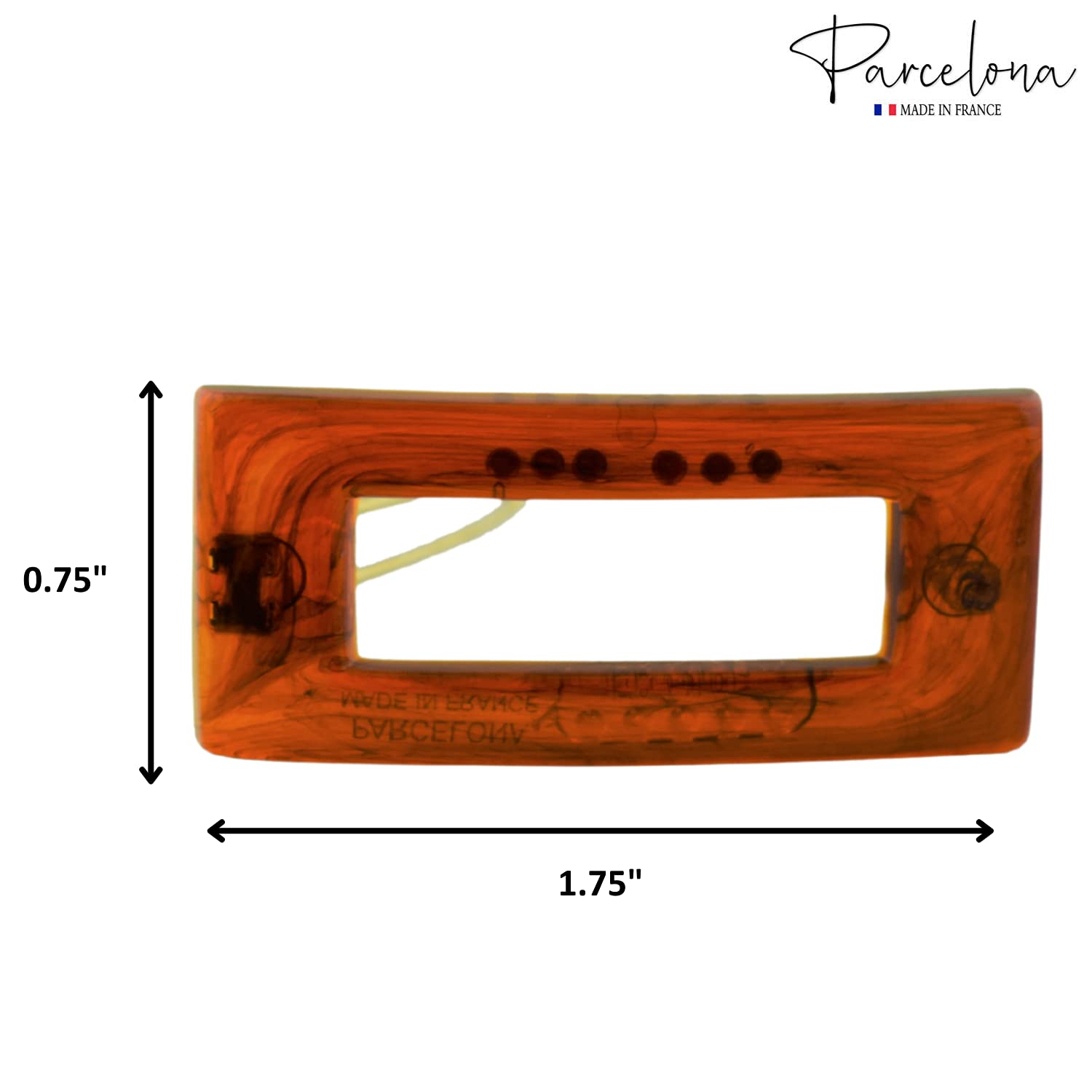 Parcelona French Rectangle Cut Out Brown No Slip Grip Snap Hair Clip Barrettes