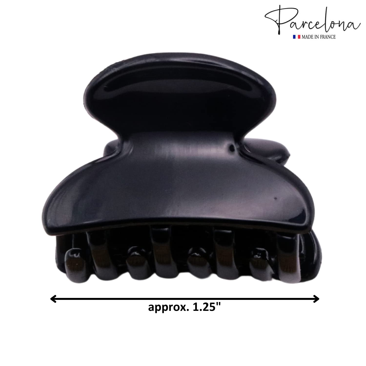 Parcelona French Glossy Oval Very Small 1.25" Cellulose Hair Claws Set of 2