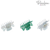 Parcelona French Classic 1.5" Small Celluloid Set of 3 Hair Claws for Women