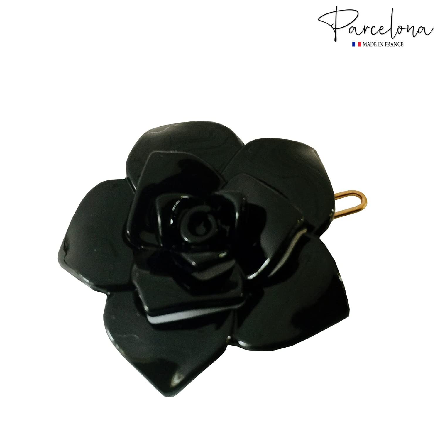 Parcelona French Flower Small 1.5" Cellulose Side Slide Snap Barrettes for Women