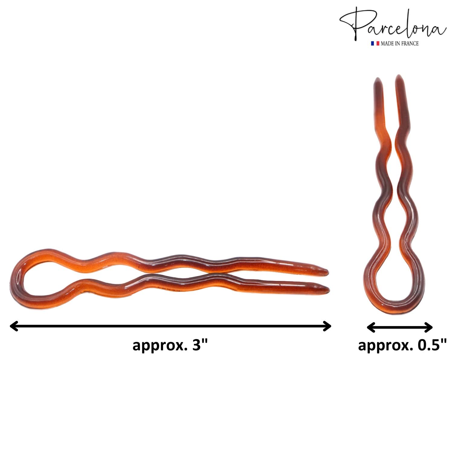 Parcelona French Slick Medium Celluloid Acetate Wavy U Shaped Hair Pin for Women