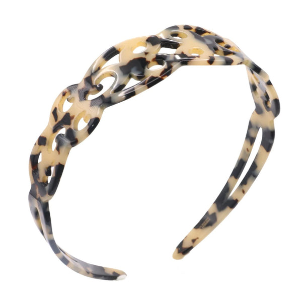 French Amie Filigree Wide 1" Celluloid Handmade Headband for Women