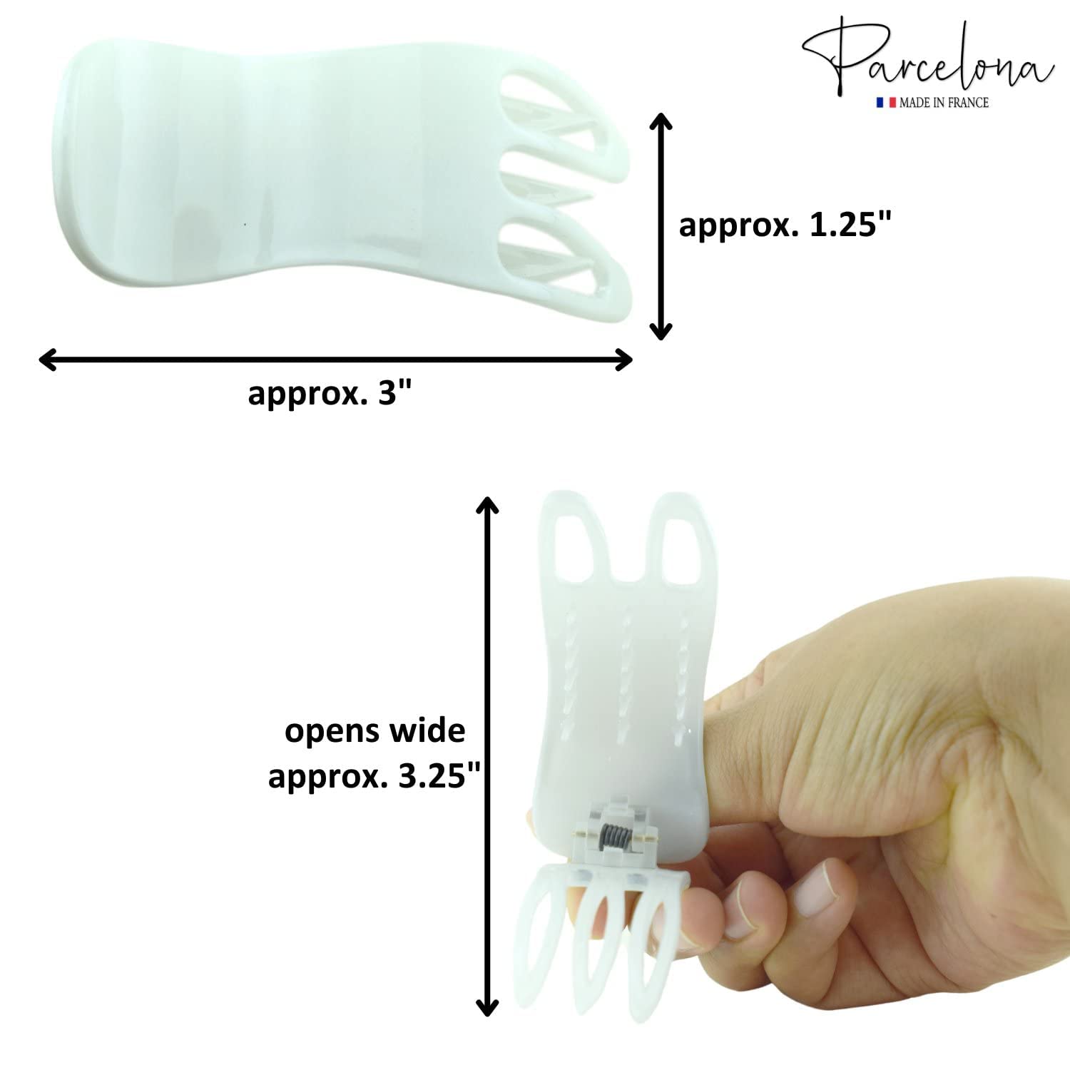 Parcelona French Simply Bear Paw Medium 3” Cellulose Set of 2 Hair Claw Clips
