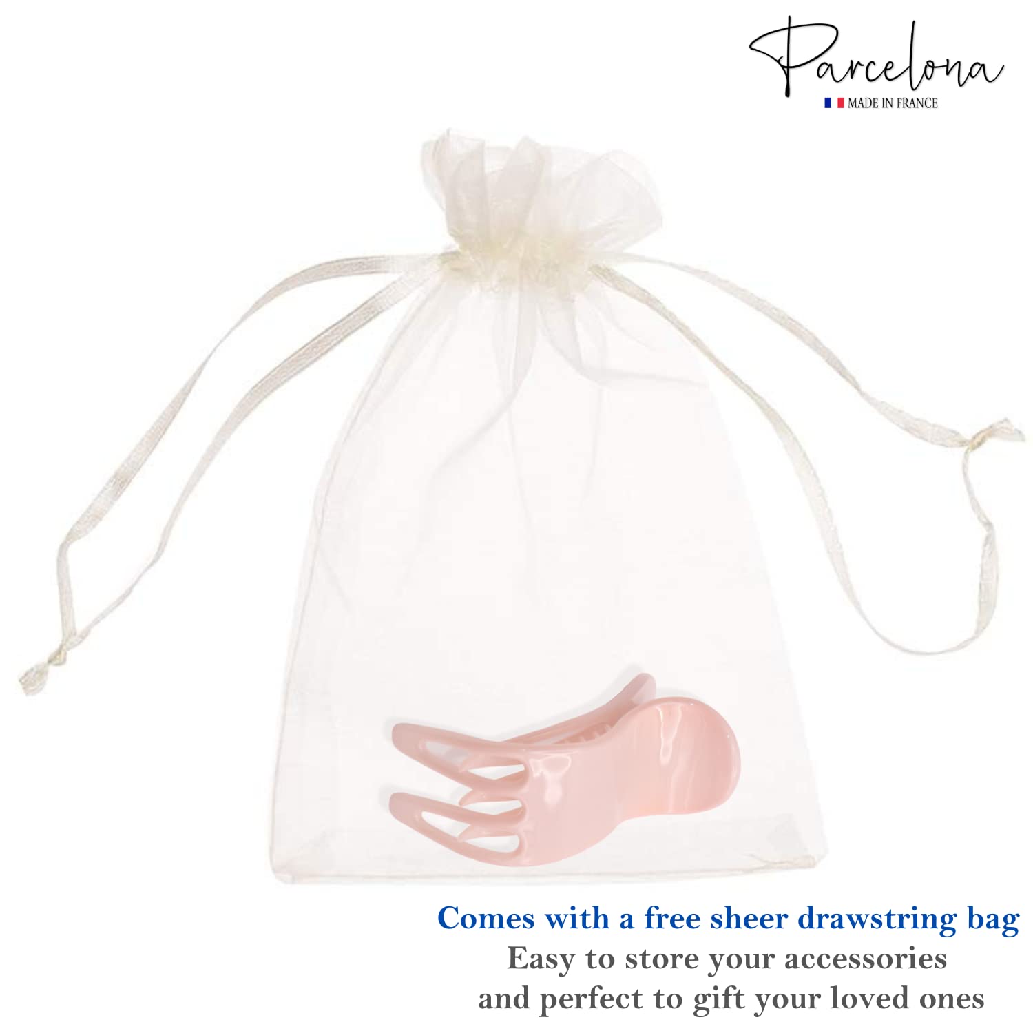 Parcelona French Simply Bear Paw Medium 3” Cellulose Hair Claw Clip for Women
