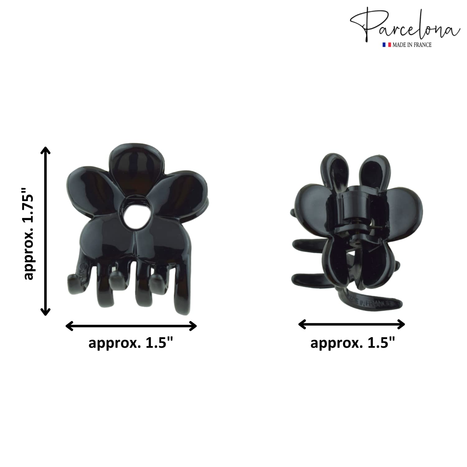 Parcelona French Belle Fleur Small 1 1/2" Cellulose Jaw Hair Claw for Women