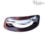 Parcelona French Elipse Tortoise Brown Shell Celluloid Pony Hair Clip Barrette
