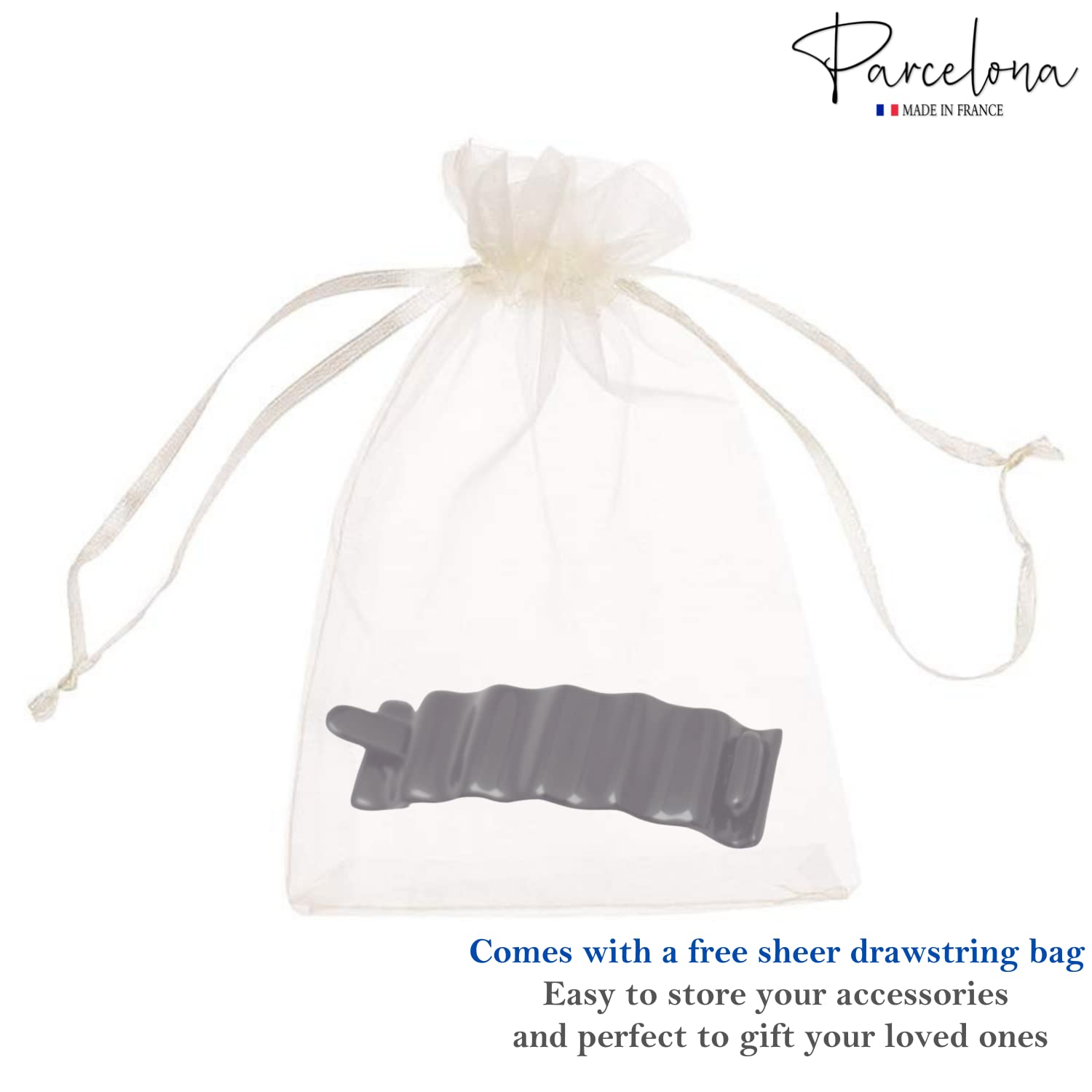 Parcelona French Crinkled Shell Small Metal Free Cellulose Hair Barrette