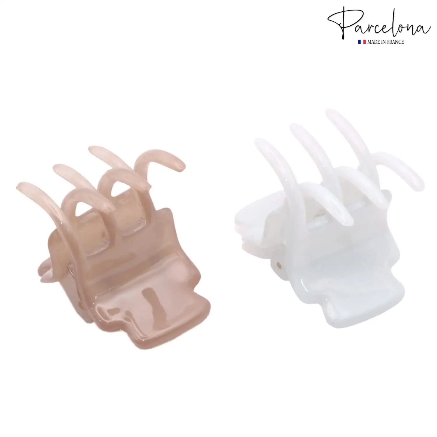 Parcelona French Glossy Square Very Small Cellulose Hair Claws for Women 2Pcs