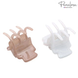 Parcelona French Glossy Square Very Small Celluloid Hair Claws for Women 2Pcs