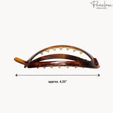 Parcelona French Plain Oval Simple Large Metal Free Hair Barrette for Women