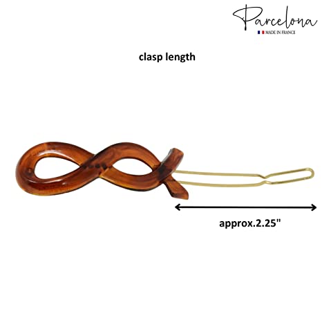 Parcelona French Infinity Ribbon Small Cellulose Hair Barrettes for Women(2 Pcs)