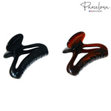 Parcelona French Flat Cutout Black N Shell Medium Set Of 2 Celluloid Hair Claws