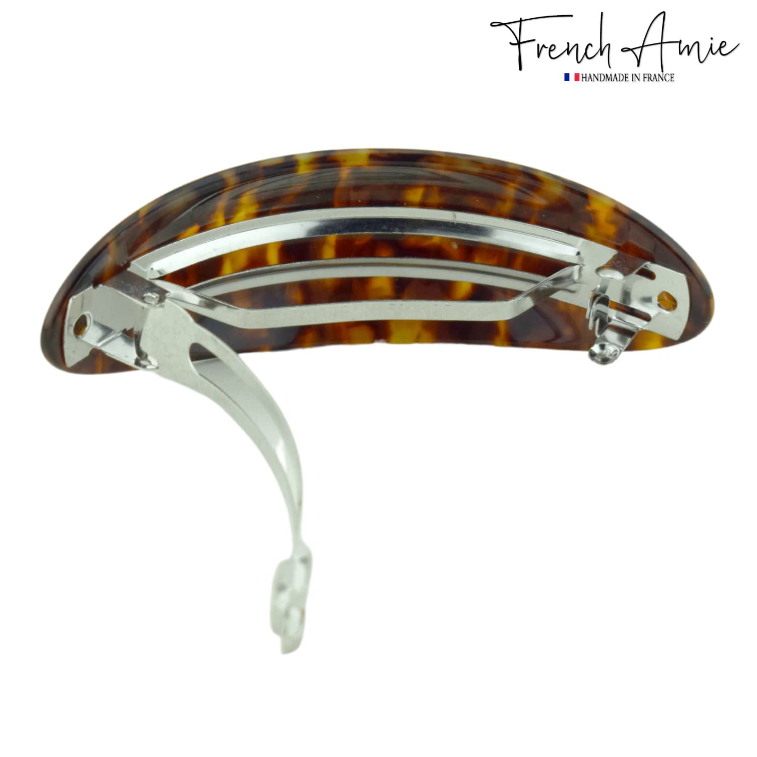 French Amie Oval Volume Large Cellulose Handmade Barrette(Shaded Yellow Tokyo)