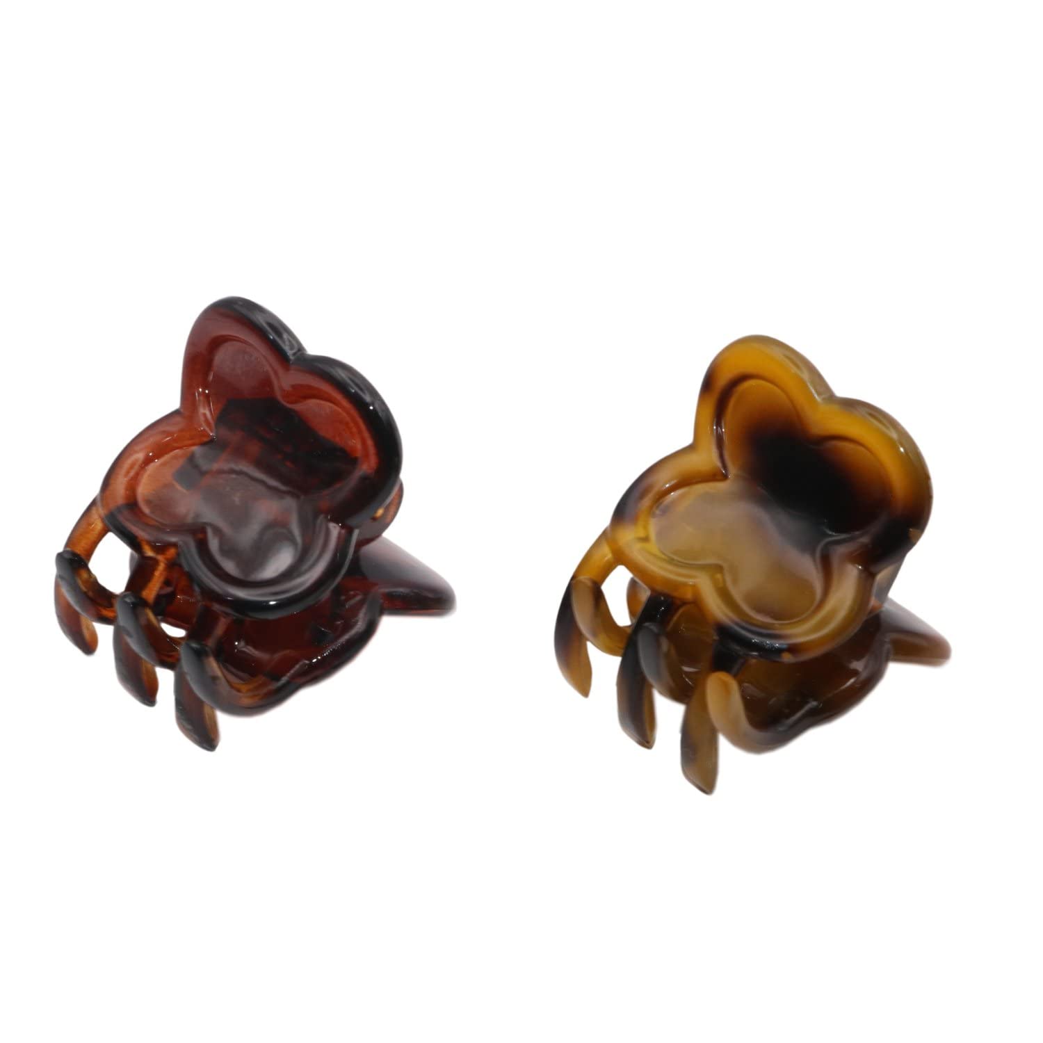 Parcelona French Petunia Mini 1” Celluloid Set of 2 Hair Claw Clips for Women