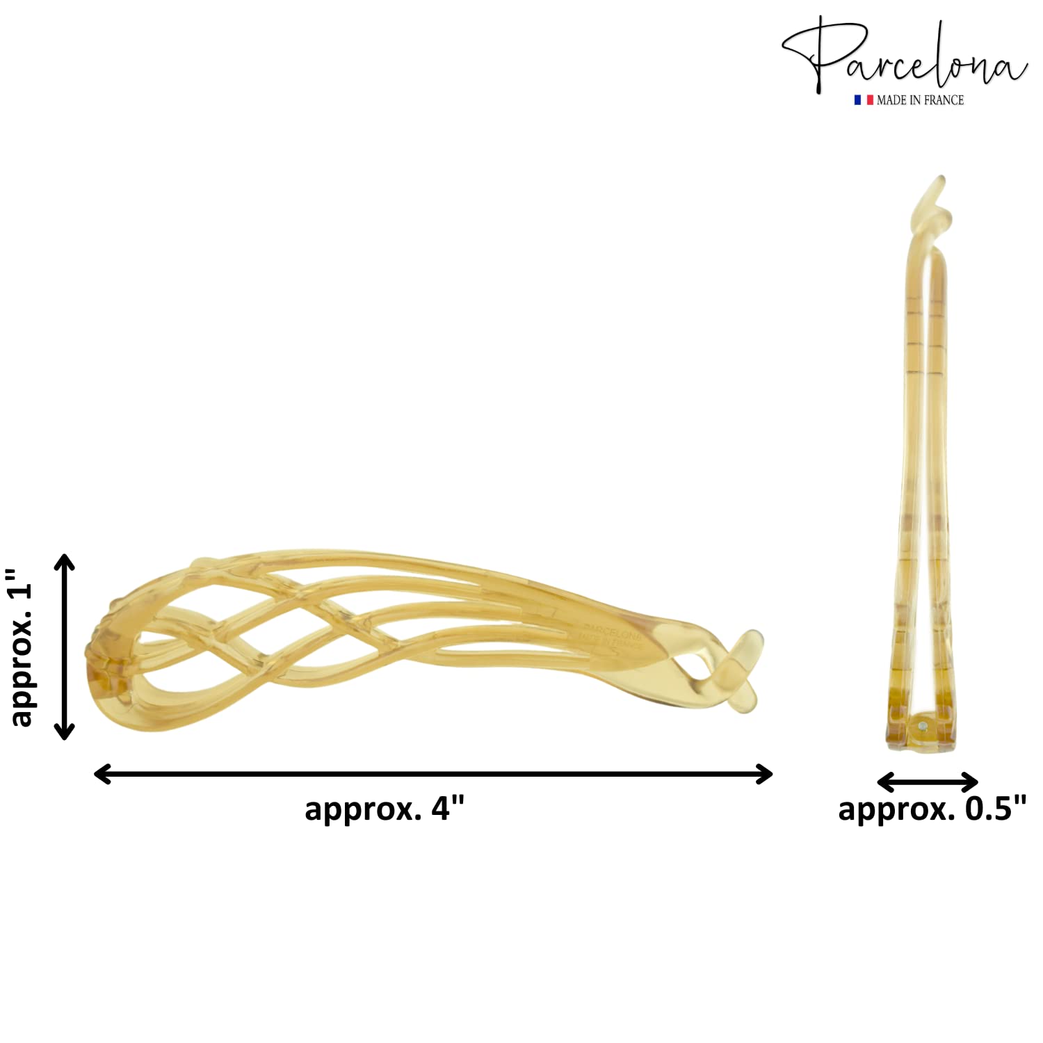 Parcelona French Curved Large 4" Cellulose Banana Hair Clip for Women