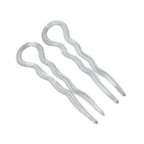 Parcelona French Clear 3.5 Inch Large Wavy Crink U Shaped Hair Pin 2 in Pack