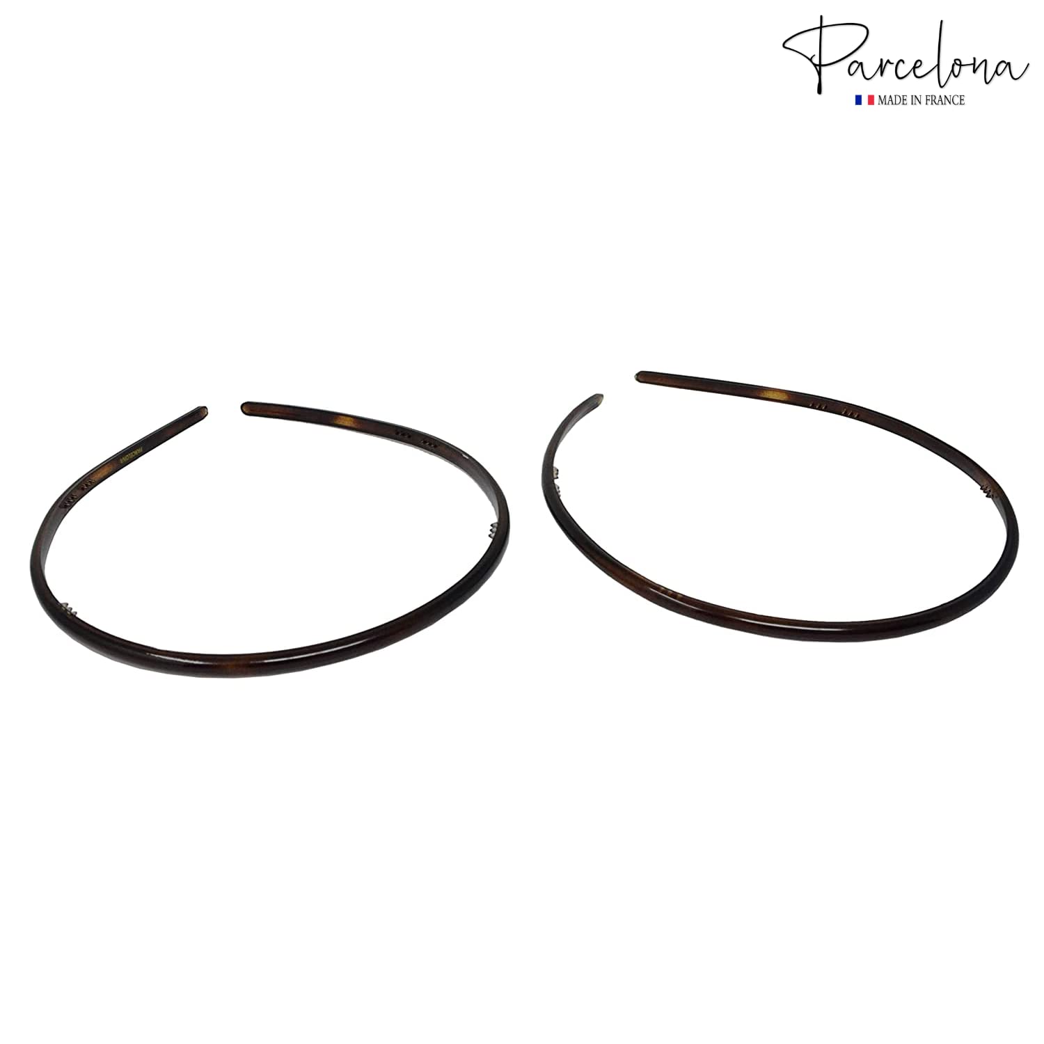 Parcelona French Ultra Thin Brown Cellulose Set of 2 Flexible Hair Headband