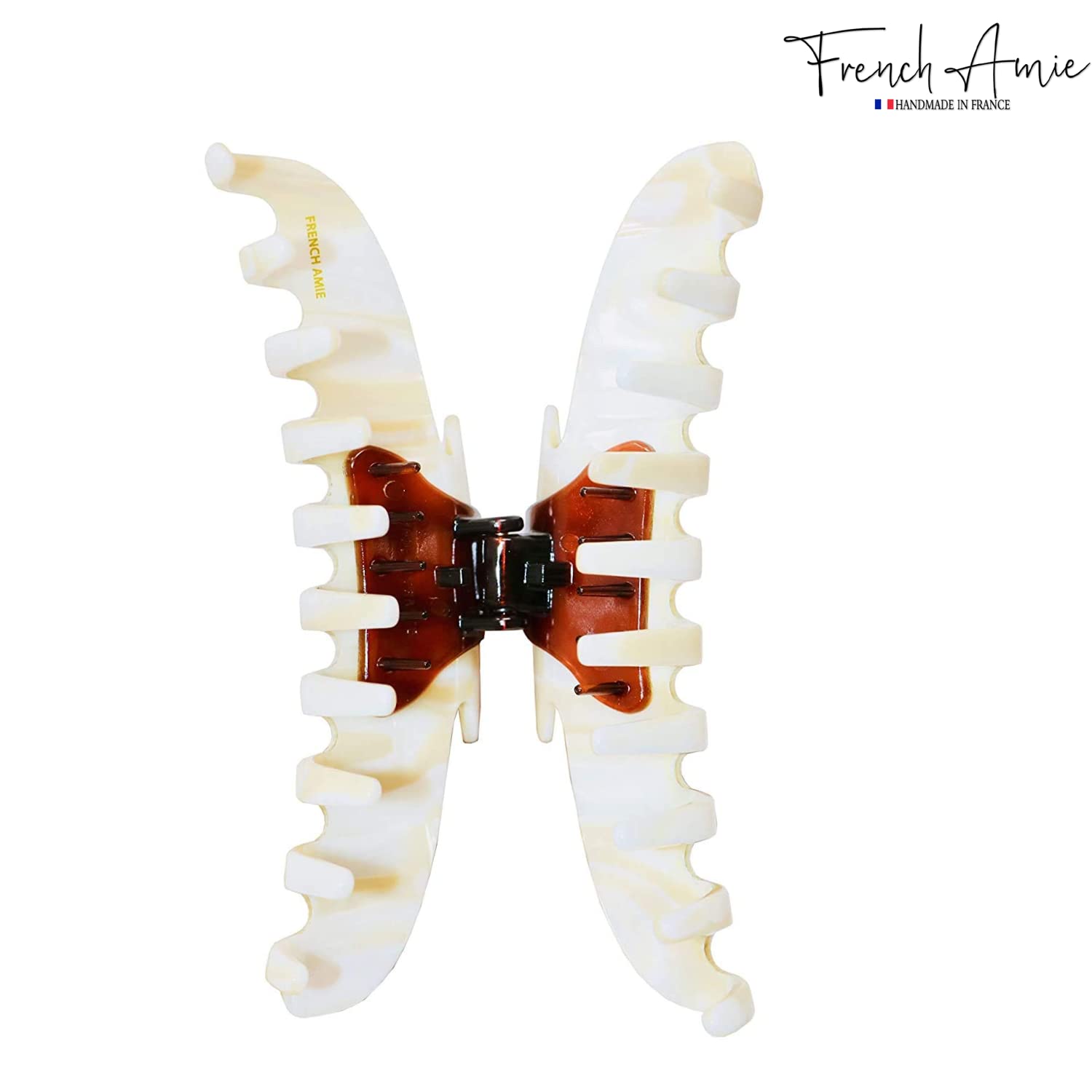 French Amie Contour Large 4 ¾” Cellulose Handmade Jaw Hair Claw Clip for Women