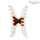 French Amie Contour Large 4 ¾” Celluloid Handmade Jaw Hair Claw Clip for Women