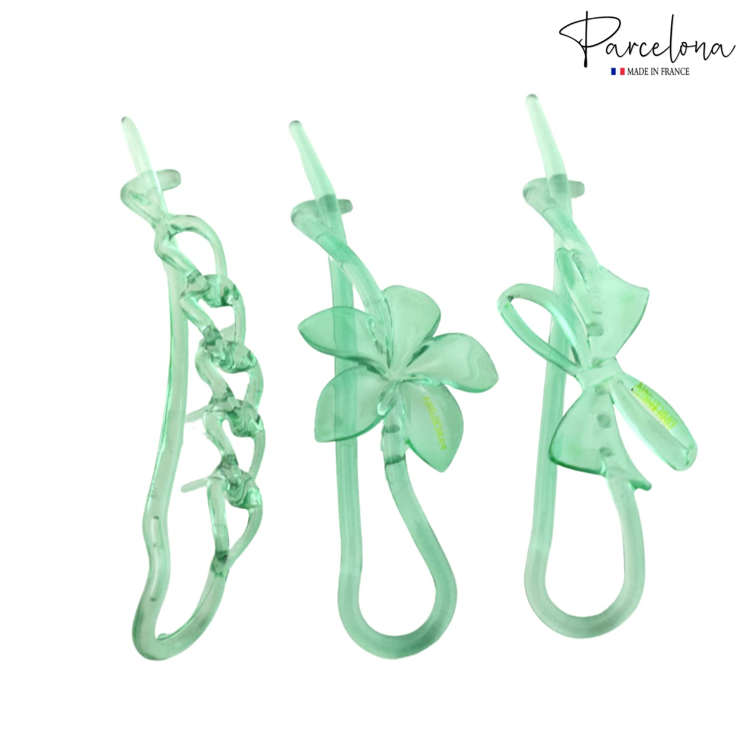 Parcelona French Large Twist N Clip Flower Bow Chain Hair Clip Barrettes