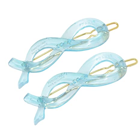 Parcelona French Infinity Ribbon Small Celluloid Hair Barrettes for Women(2 Pcs)