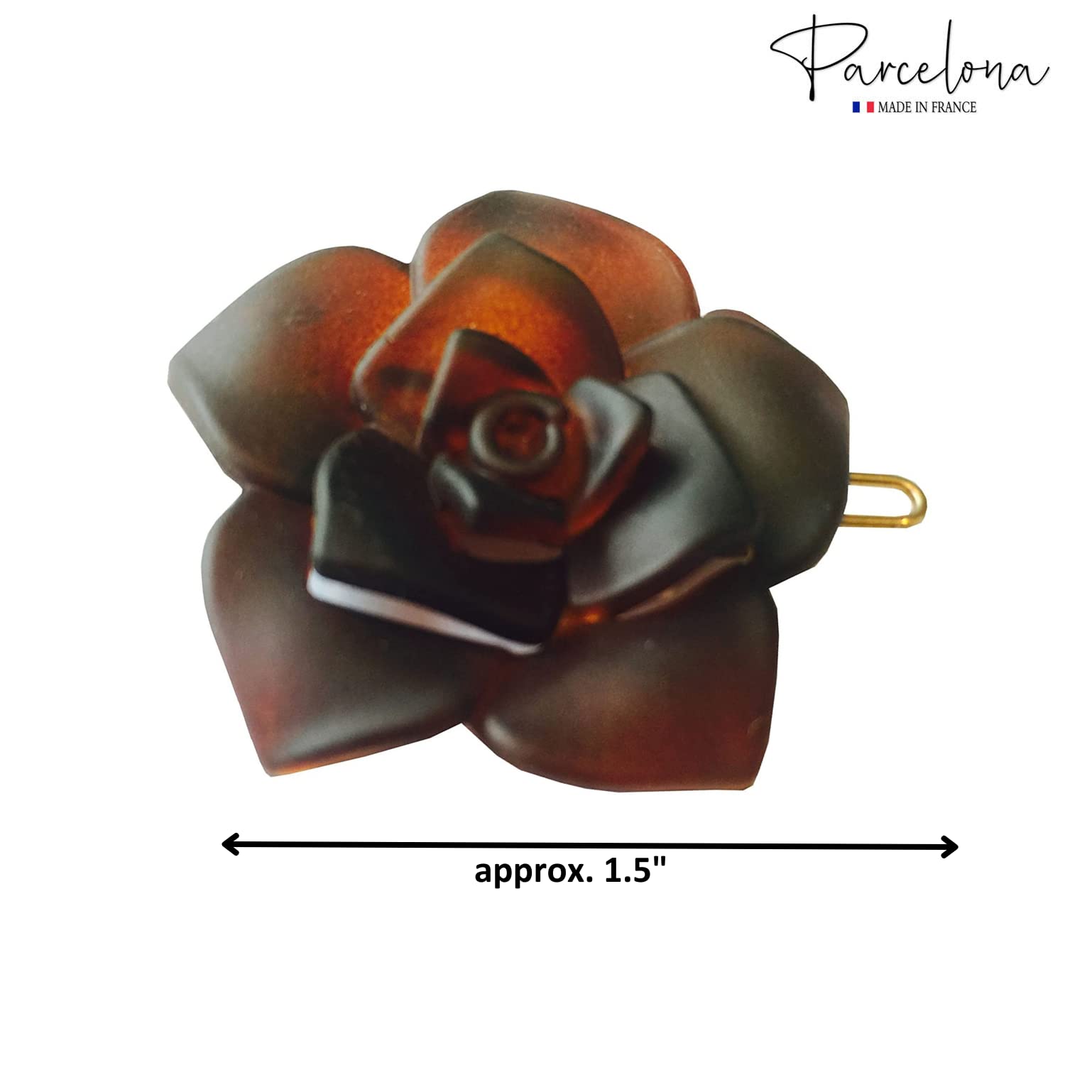 Parcelona French Flower Small 1.5" Cellulose Side Slide Snap Barrettes for Women