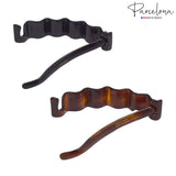 Parcelona French Crinkled Tortoise Shell and Black Large Non Metal Hair Clip