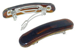 Parcelona French Oblong Bar Brown Small 1 3/4” Celluloid Set of 4 Hair Clip Barr