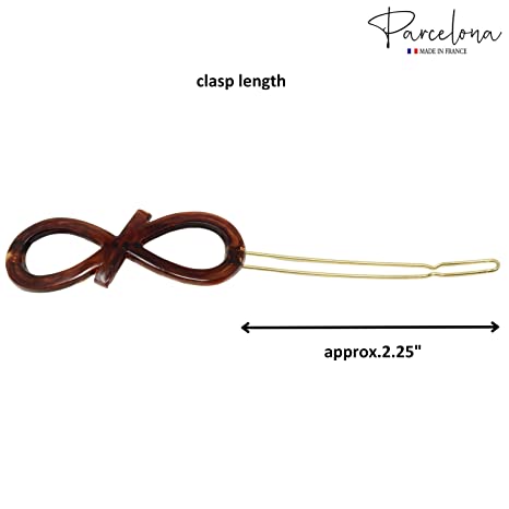 Parcelona French Ribbon Knot Infinity Small Cellulose Hair Barrettes for Women