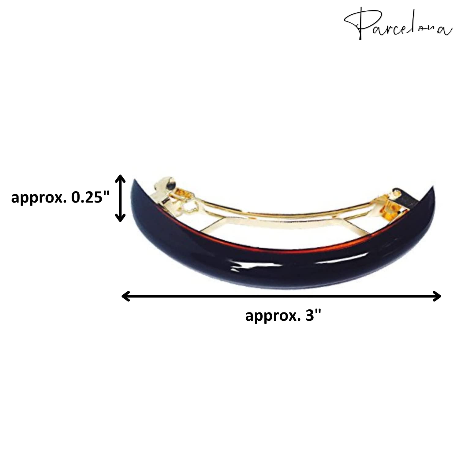 Parcelona French Half Round Thin 3" Shell Cellulose Hair Barrette Clip for Women
