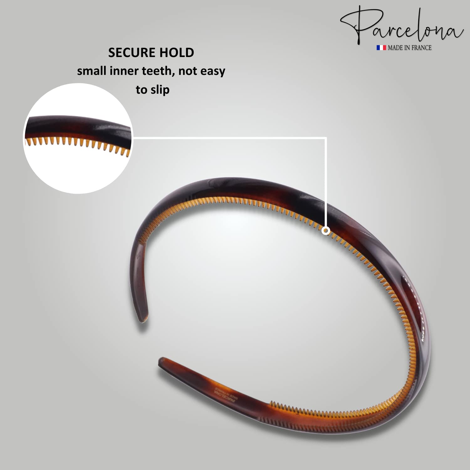 Parcelona French Narrow Thin Wide 1/2" Shell Cellulose Headband for Women 2 pcs