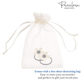 Parcelona French Daisy Ivory & Black Small Thin Elastic Ponytail Hair Ties(2 Pcs)