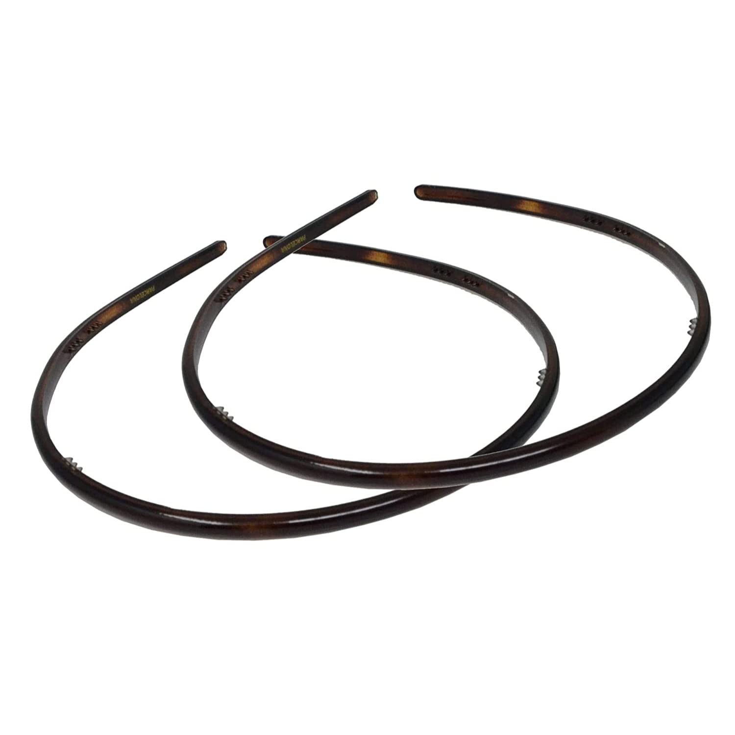 Parcelona French Ultra Thin Brown Celluloid Set of 2 Flexible Hair Headband