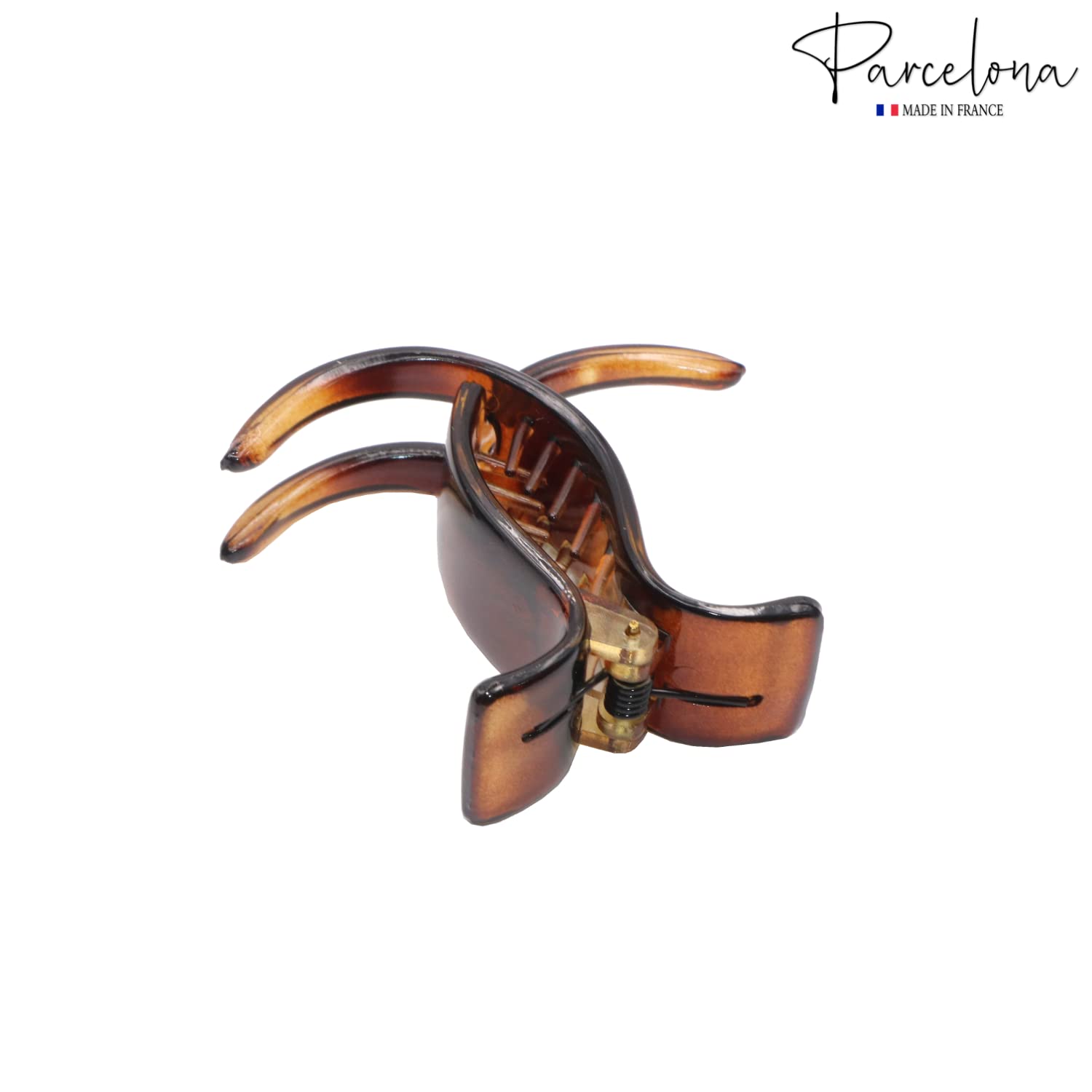 Parcelona French Small Three Teeth Fish Style Tortoise Shell Cellulose Hair claw