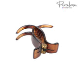 Parcelona French Small Three Teeth Fish Style Tortoise Shell Celluloid Hair claw