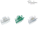 Parcelona French Classic 1.5" Small Celluloid Set of 3 Hair Claws for Women