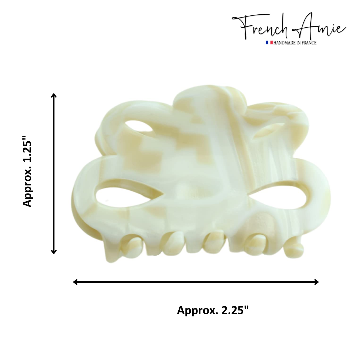 French Amie Flower Small 2 1/4"Handmade Cellulose Covered Spring Hair Claw Clips