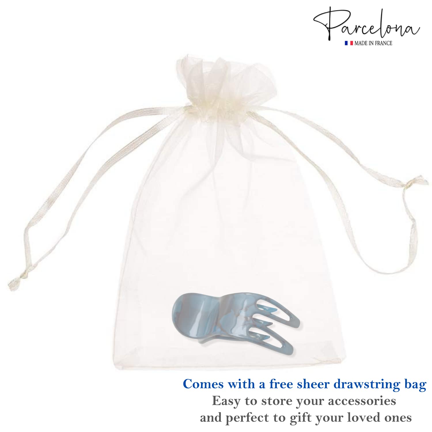 Parcelona French Simply Bear Paw Medium 3” Cellulose Hair Claw Clip for Women