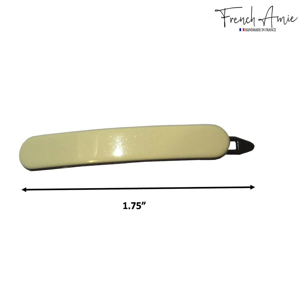 French Amie Mini Set of 2 Celluloid Handmade Metal Free Hair Clip Barr