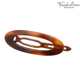 French Amie Oval Cut Out Small Handmade Celluloid Snap Hair Barrette for Women