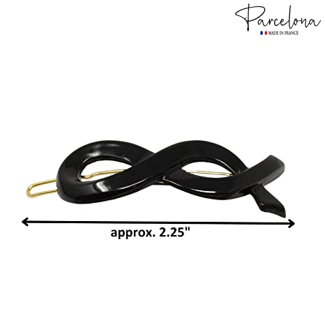 Parcelona French Infinity Ribbon Small Cellulose Hair Barrettes for Women(2 Pcs)