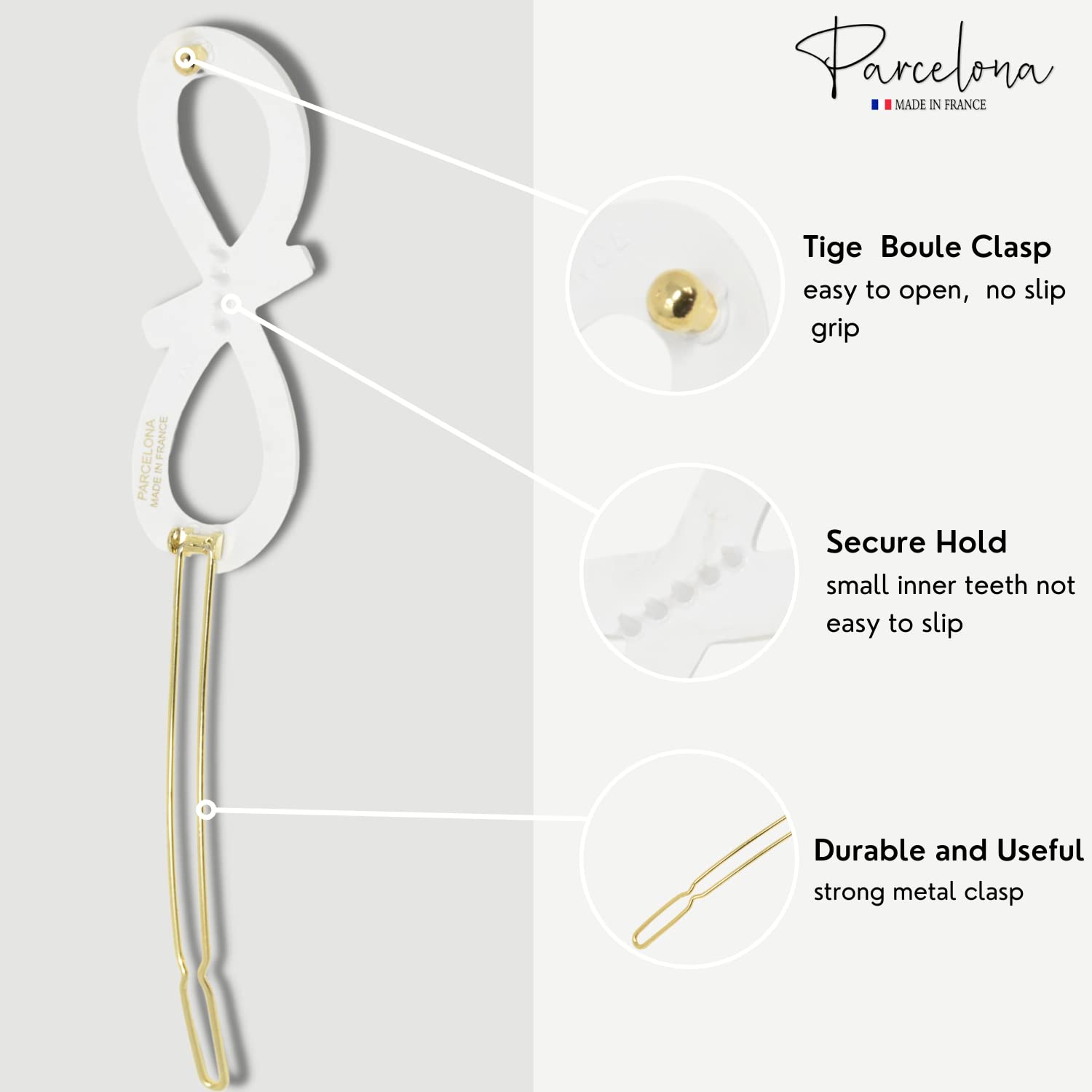 Parcelona French Ribbon Knot Infinity Small Cellulose Hair Barrettes for Women