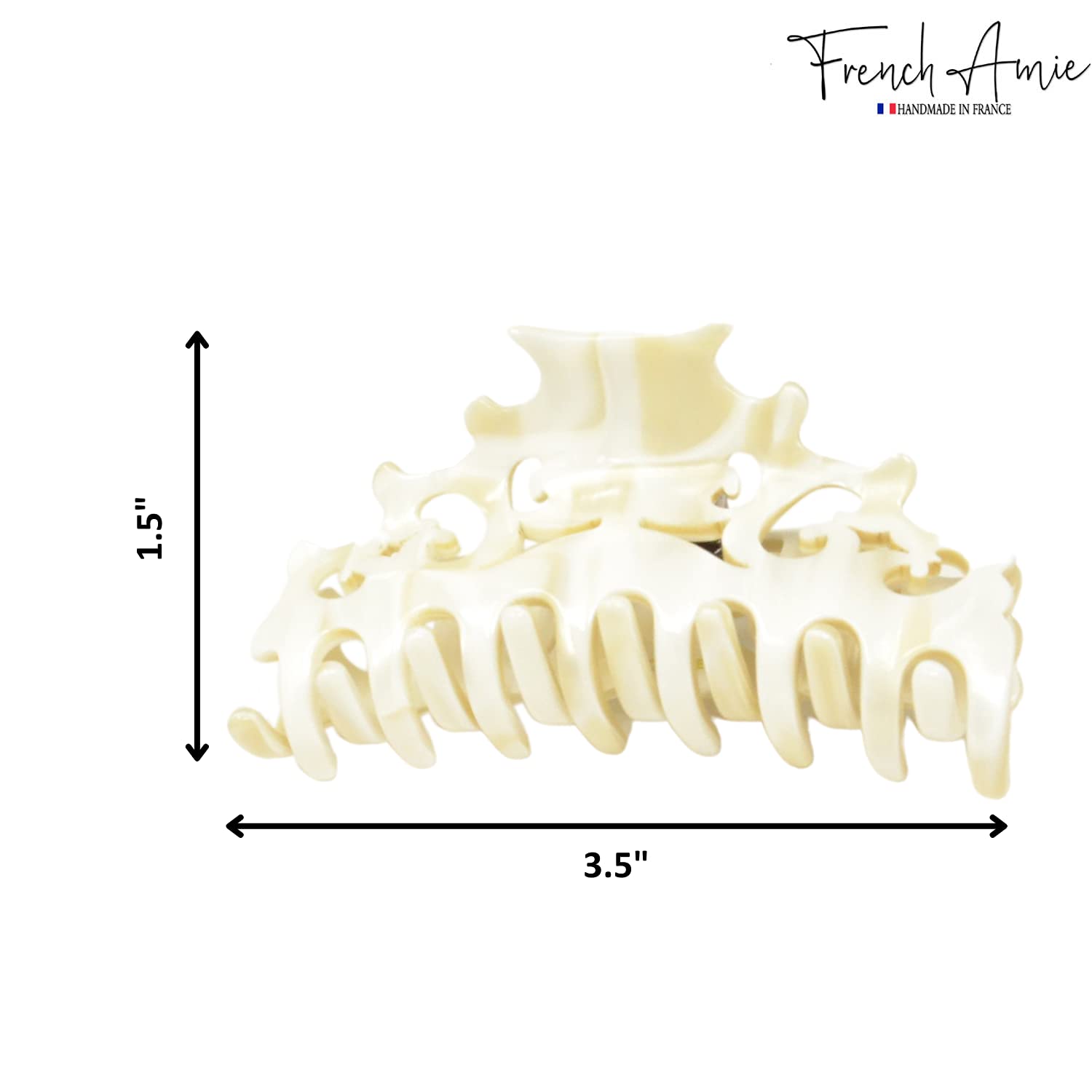 French Amie Beau Medium Handmade Cellulose Jaw Hair Claw for Women and Girls