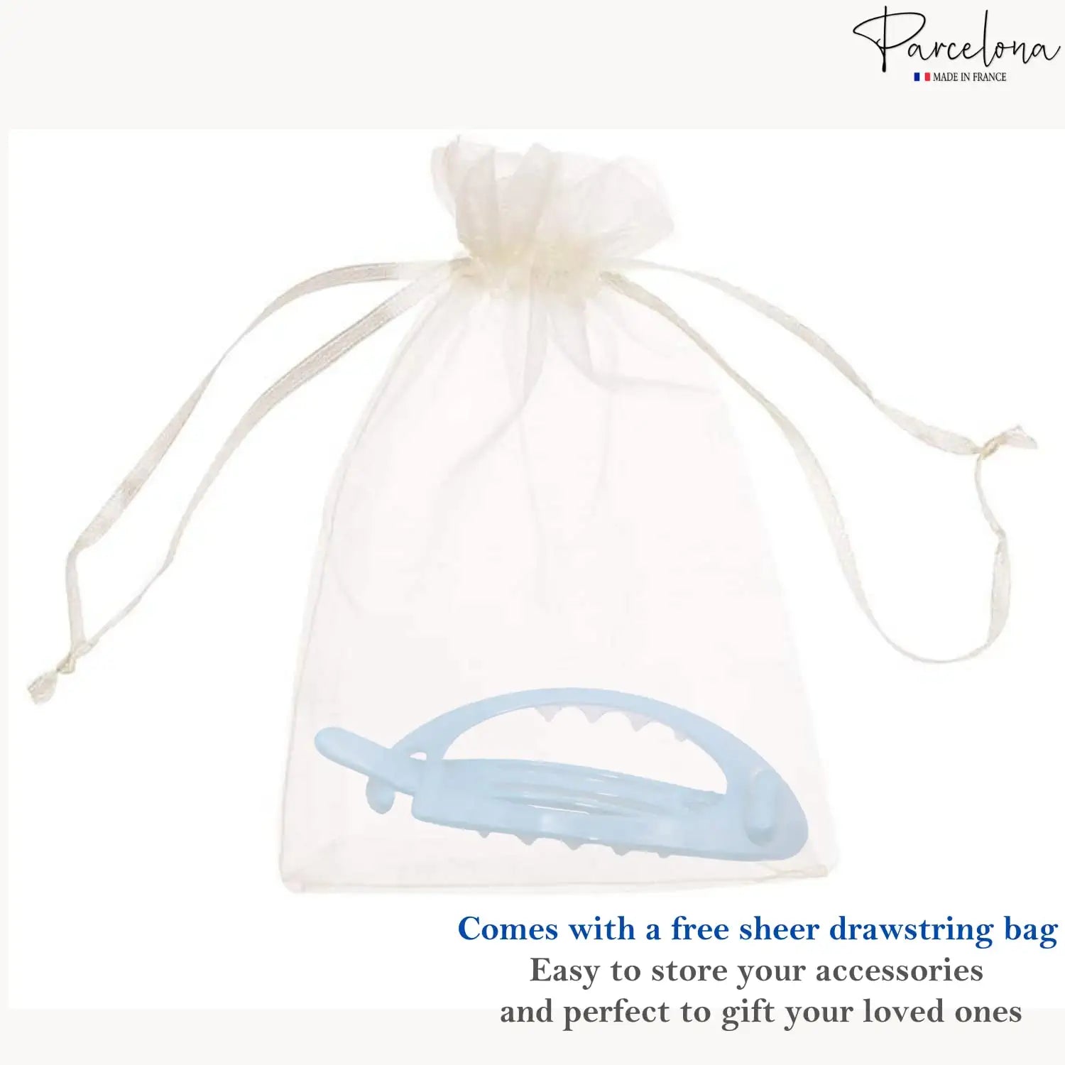Parcelona French Plain Oval Small Cellulose Metal Free Hair Barrette for Women