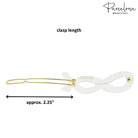 Parcelona French Infinity Ribbon Small Cellulose Hair Barrettes for Women(2 Pcs)