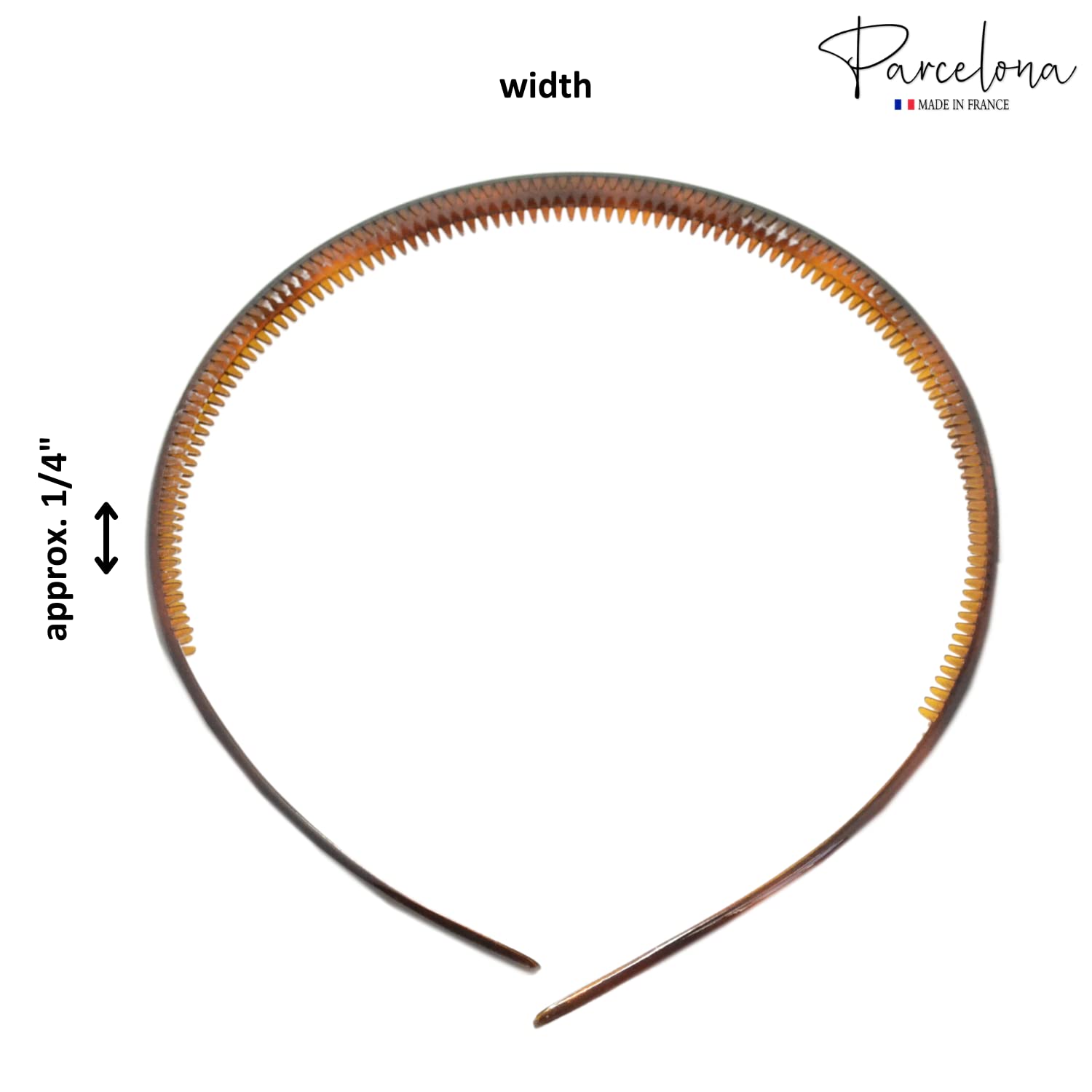 Parcelona French Slim 1/4" Wide Shell Set of 2 Celluloid Headbands for Women